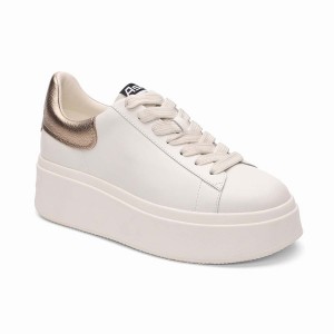 Ash Moby Brushed Metallic Platform Women Sneakers White | 404625-397